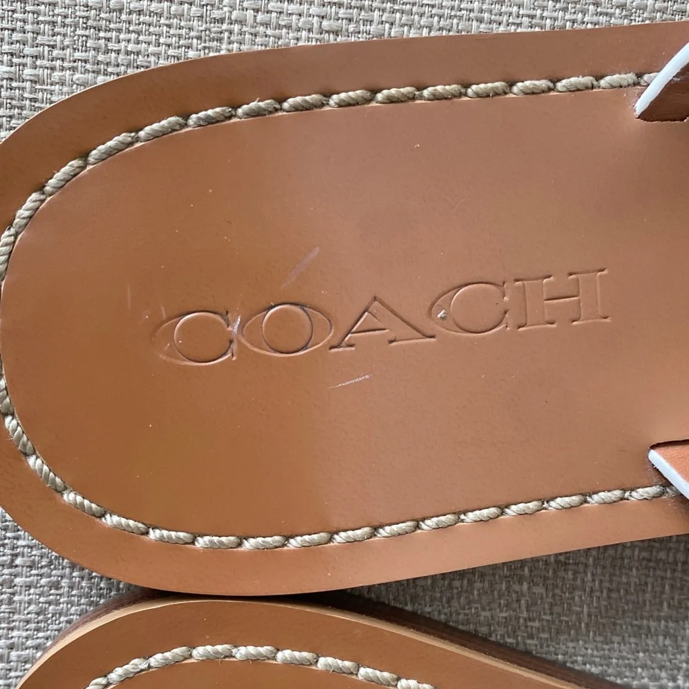 Coach Women's White and Brown Sandals - Picture 2 of 12